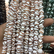 faceted natural white striped dzi beads agate gemstone semi precious stone beads string